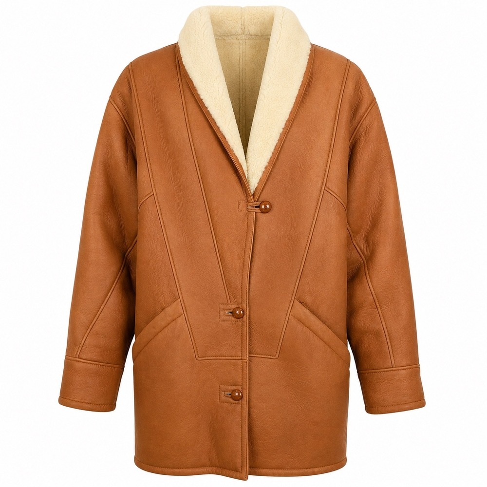 Late 1980s VTG Hugo Buscati Milano 100% Shearling Unique Trench Coat Vintage Gem
